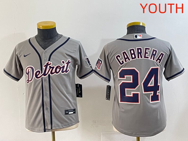 Youth 2025 Detroit Tigers #24 Cabrera Grey Game Nike MLB Jersey style 1